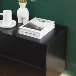 Table de chevet à led MORPHEE noire 2 tiroirs