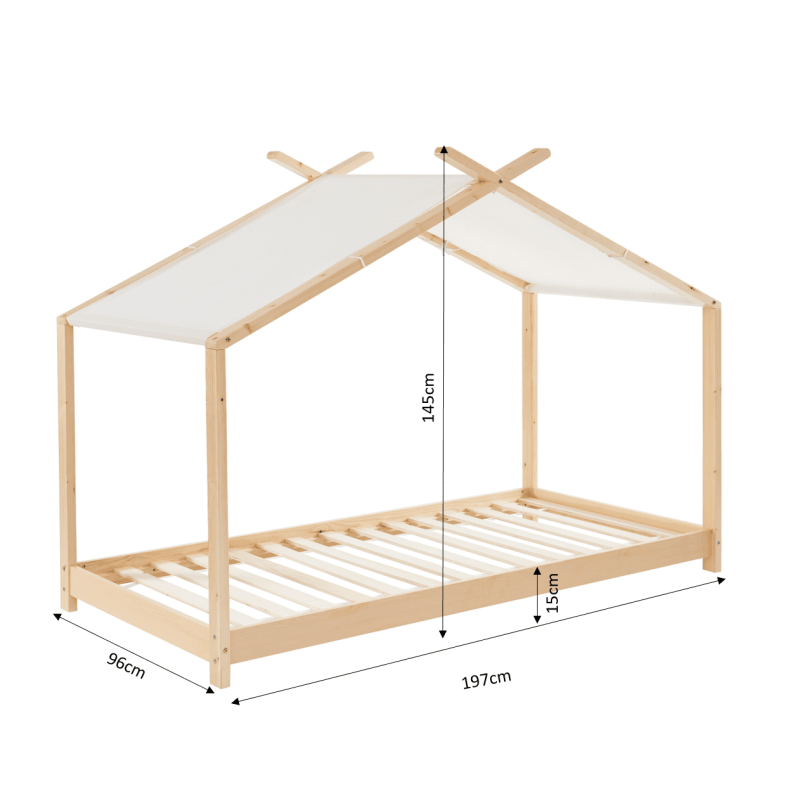 Lit tente TINY pin massif 90x190 sommier inclus