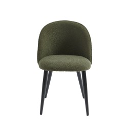 Lot de 2 chaises MACARON tissu boucelttes kaki pieds métal noir