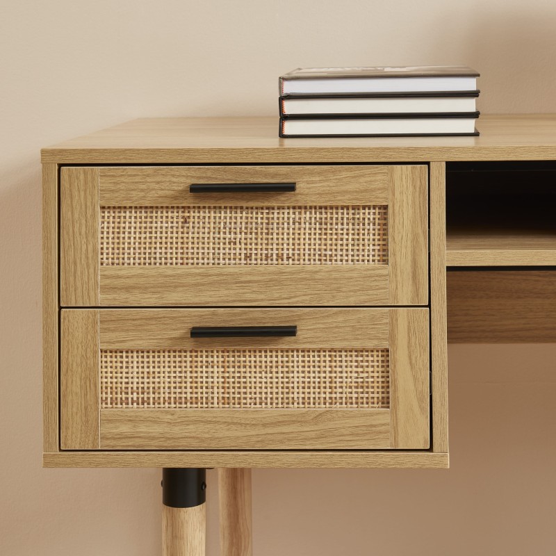 Bureau droit AMANA cannage rotin l150cm