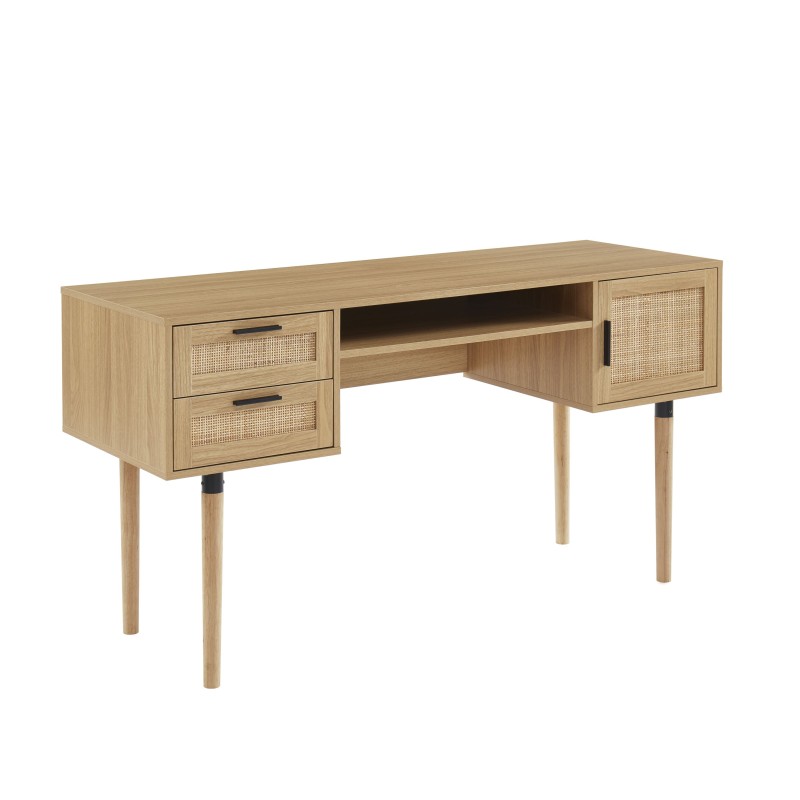 Bureau droit AMANA cannage rotin l150cm