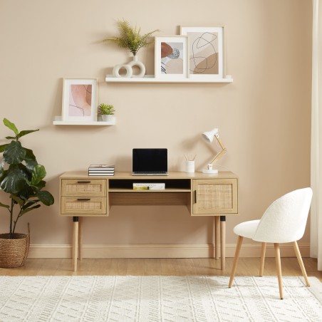 Bureau droit AMANA cannage rotin l150cm