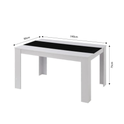 Table de séjour DAMIAnoir et blanc140cm