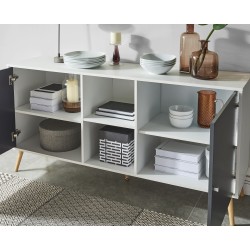 Buffet BABETTEblanc et gris anthracite150cm