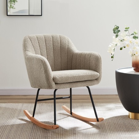 Fauteuil ELSA à bouclette beige rocking chair
