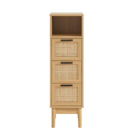 Demi colonne AMANA effet chêne et cannage rotin l30cm