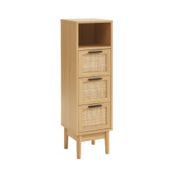 Demi colonne AMANA effet chêne et cannage rotin l30cm