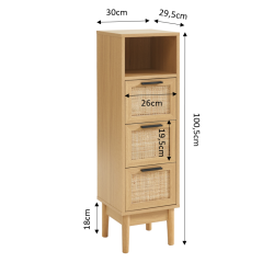 Demi colonne AMANA effet chêne et cannage rotin l30cm