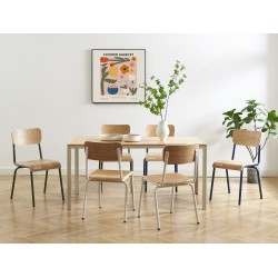 Lot de 2 chaises PANTONE bleu nuit et placage frêne