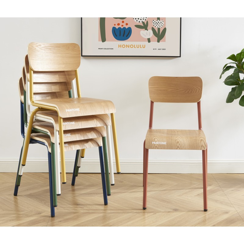 Lot de 2 chaises PANTONE bleu nuit et placage frêne