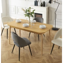 Table à manger MACARON effet chêne avec tiroir