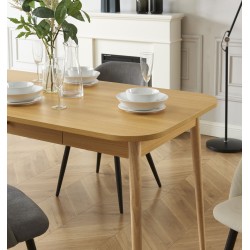 Table à manger MACARON effet chêne avec tiroir