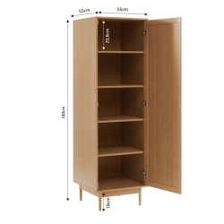 Armoire AMANA effet chêne et cannage rotin 1 porte h180cm