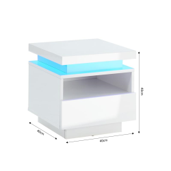 Table de chevet à LED COSMOSLaqué blanc brillant150cm