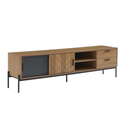 Meuble tv GEOMA effet chêne foncé et gris l180cm