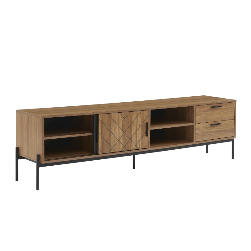 Meuble tv GEOMA effet chêne foncé et gris l180cm
