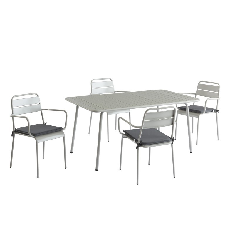 Table de jardin PANTONE en acier gris glacier 160x190 cm