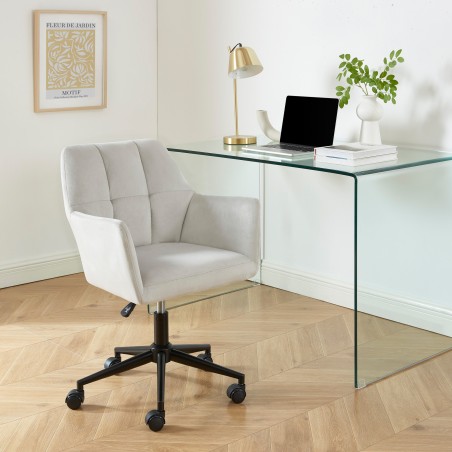 Fauteuil MONACOen velours gris perle avec pieds noir