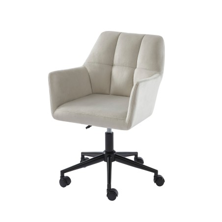 Fauteuil MONACOen velours gris perle avec pieds noir