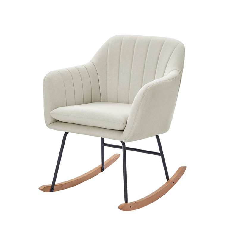 Fauteuil ELSA tissu beige rocking chair