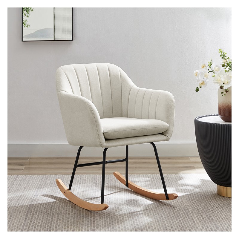 Fauteuil ELSA tissu beige rocking chair