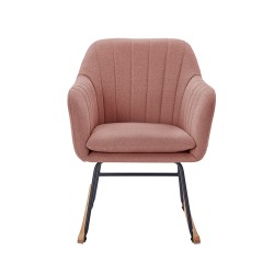 Fauteuil ELSA tissu rose poudré rocking chair