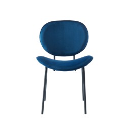 Lot de 2 chaises SHEILA velours bleu pieds métal noir