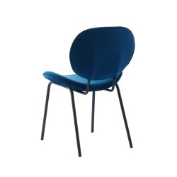 Lot de 2 chaises SHEILA velours bleu pieds métal noir