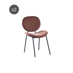 Lot de 2 chaises SHEILA velours rose pieds métal noir