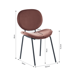 Lot de 2 chaises SHEILA velours rose pieds métal noir