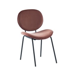 Lot de 2 chaises SHEILA velours rose pieds métal noir