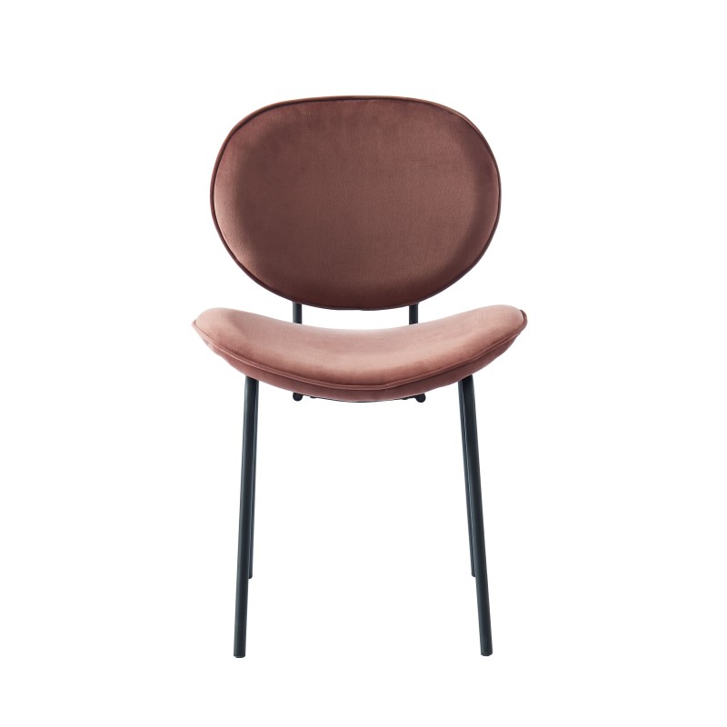 Lot de 2 chaises SHEILA velours rose pieds métal noir