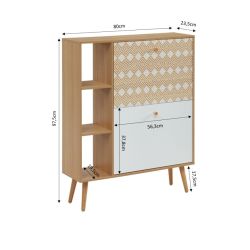 Meuble à chaussures LEIKA motifs et effet chêne2 portes 80cm