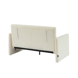 Canapé droit JADE en tissu bouclette beige convertible 2 places