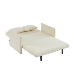 Canapé droit JADE en tissu bouclette beige convertible 2 places