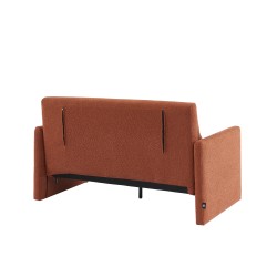 Canapé droit JADE en tissu bouclette terracotta convertible 2 places