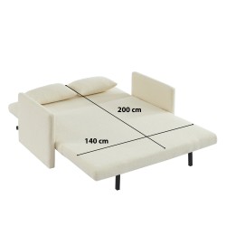 Canapé droit JADE en tissu bouclette beige convertible 3 places