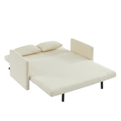 Canapé droit JADE en tissu bouclette beige convertible 3 places