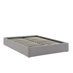 Lit coffre SAKURA tissu gris chiné 140x190 sommier inclus