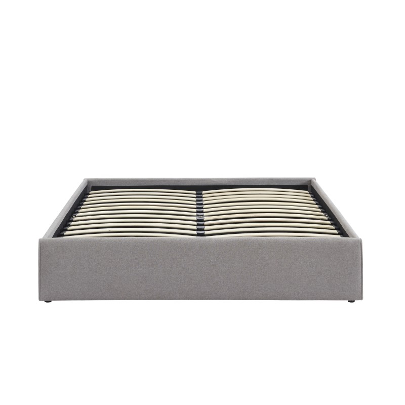 Lit coffre SAKURA tissu gris chiné 140x190 sommier inclus