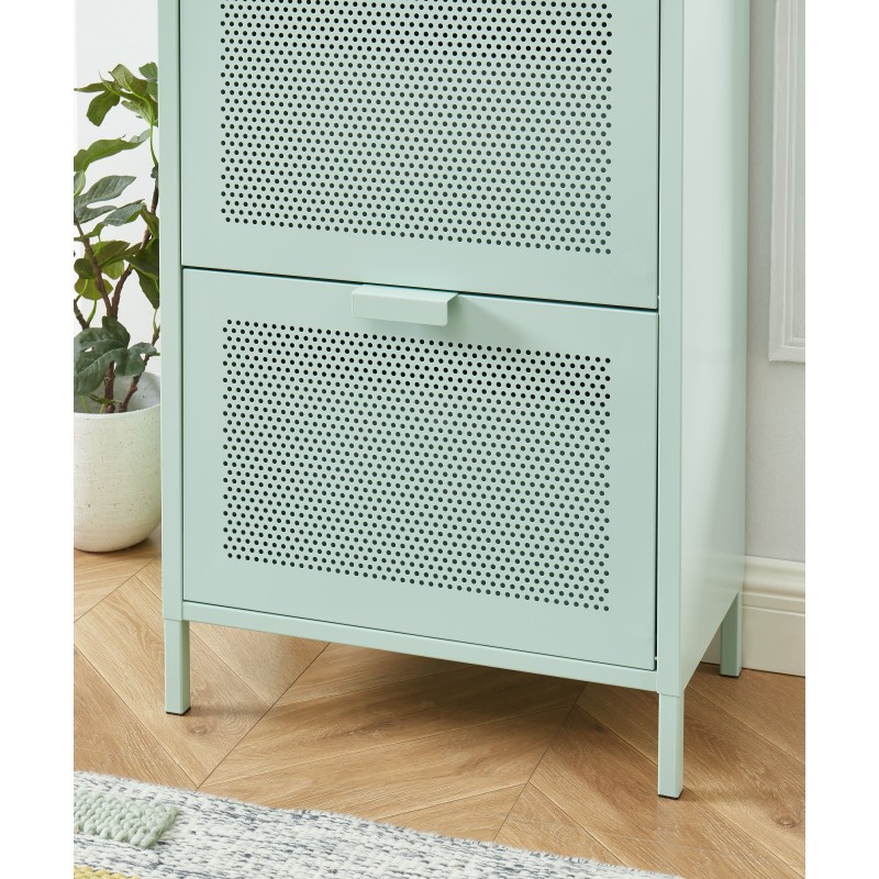Meuble à chaussures PANTONE métal vert menthe 55cm