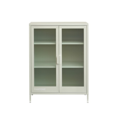 Buffet PANTONE beige sable portes en verre cannelé
