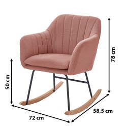 Fauteuil ELSA tissu rose poudré rocking chair