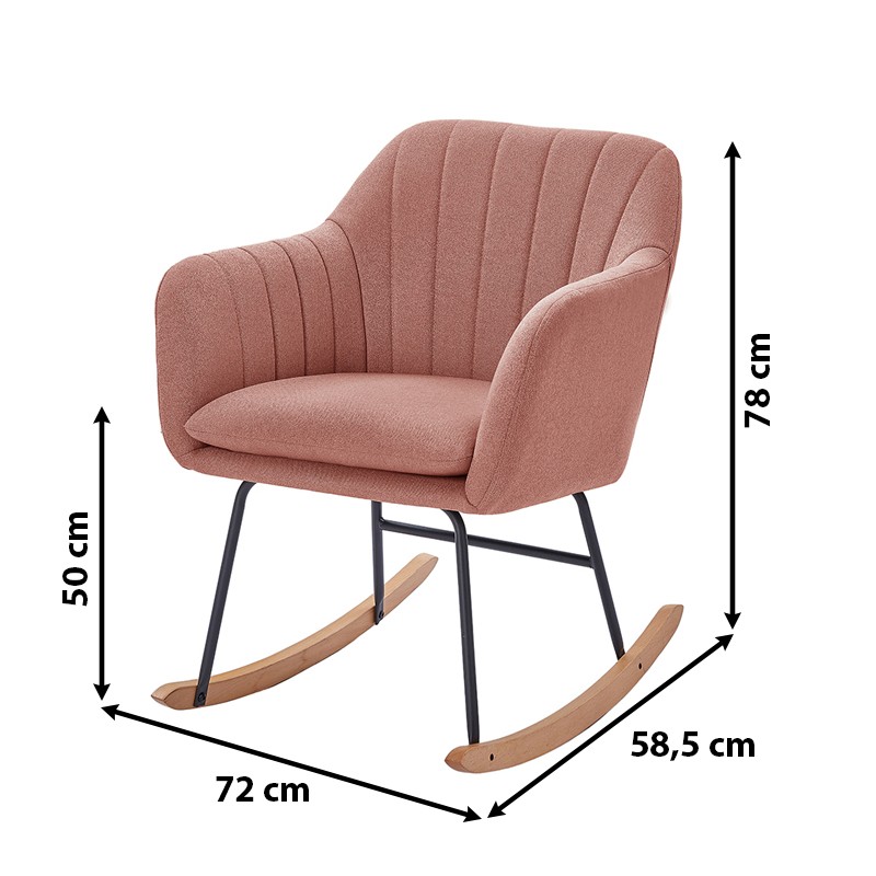 Fauteuil ELSA tissu rose poudré rocking chair