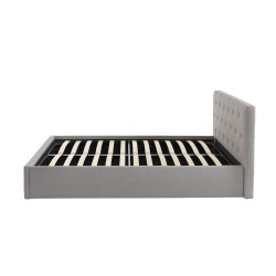 Lit coffre BAHIA tissu gris 140x190 sommier inclus