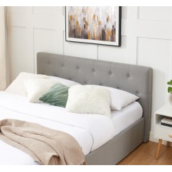 Lit coffre BAHIA tissu gris 140x190 sommier inclus
