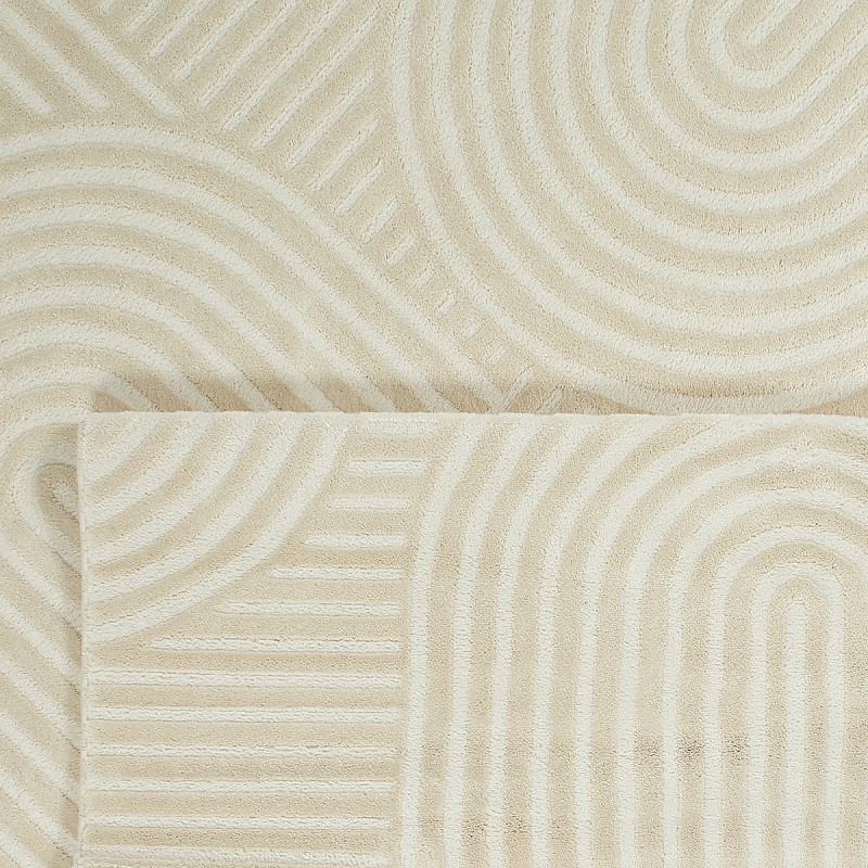 Tapis Olga crème motif en relief 80x300 cm