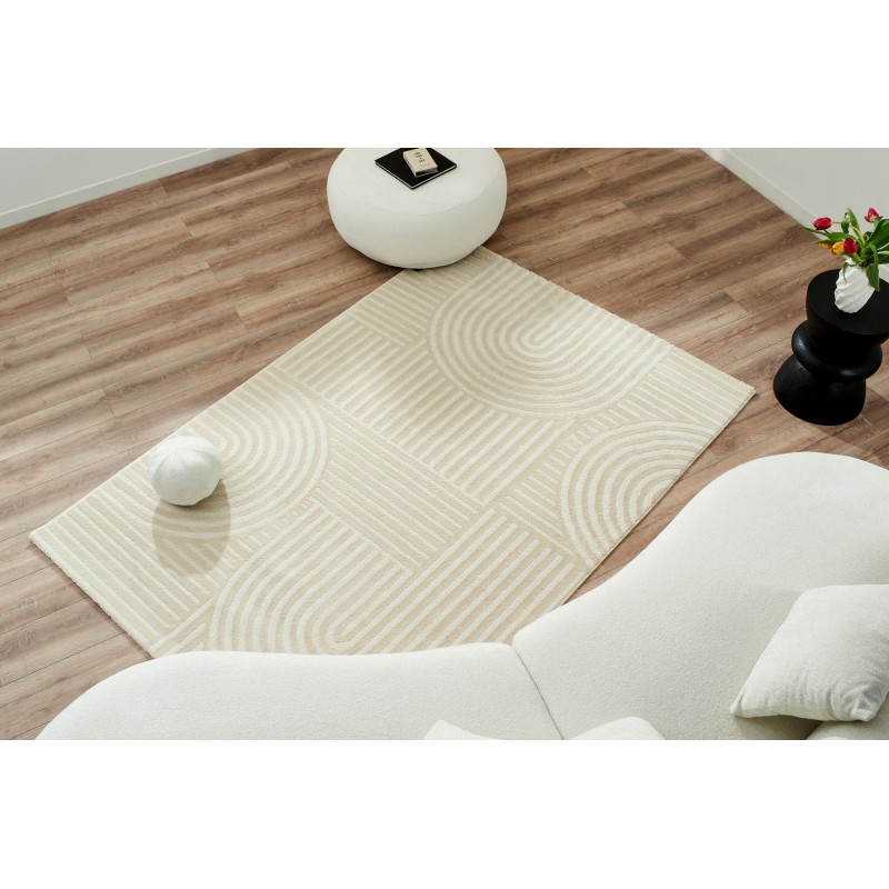 Tapis Olga crème motif en relief 200x290 cm