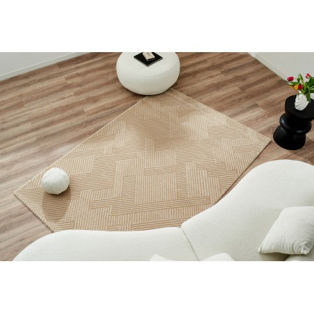 Tapis Olga beige motif linéaire 80x300 cm