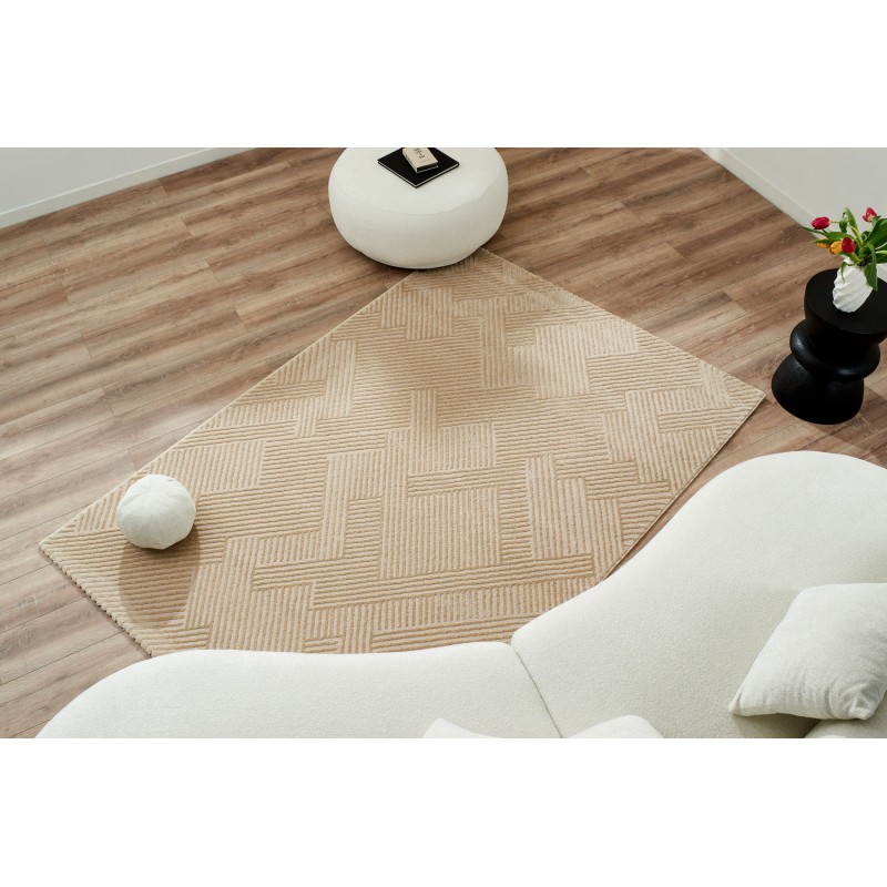 Tapis Olga beige motif linéaire 80x150 cm